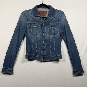 AG Adriano Goldschmied Robyn Denim Jacket Womens S USA Made Crop Trucker Stretch